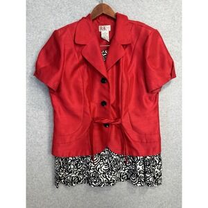 VTG 90s R&K Originals Red Blazer & Black/White‎ Floral Skirt Set Sz 18 & 16